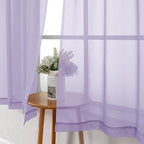 Light Filtering Lavender Sheer Curtains 63 Inch Length 2 Panels, Solid - Image 3