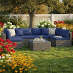 Tangkula 7 Pieces Wicker Patio Furniture Set, All-Weather Outdoor Rattan by TANGKULA