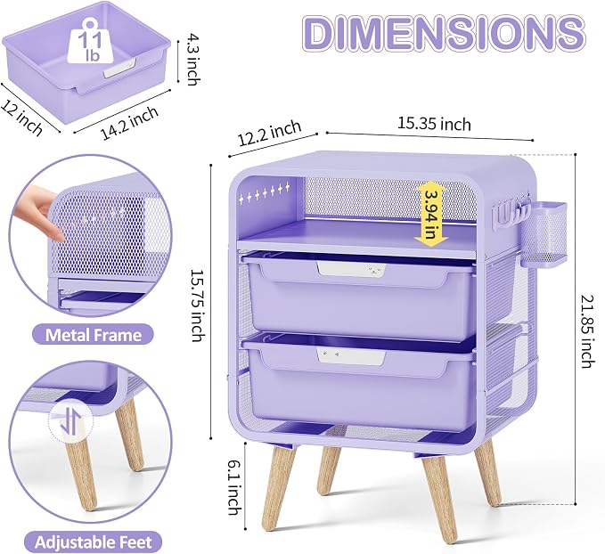 SYKIARIOL Kids Nightstand, Girls Bedside Table, Night Side Table, Kids Night - Image 3