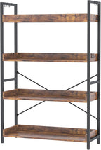 HCHQHS 4 Tier Bookshelf, Adjustable Industrial Bookcase, Vertical Tall Book by HCHQHS