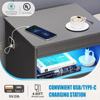 LED Night Stand with Gun Drawer, Bedside Table with Charger Station & Human - Image 6