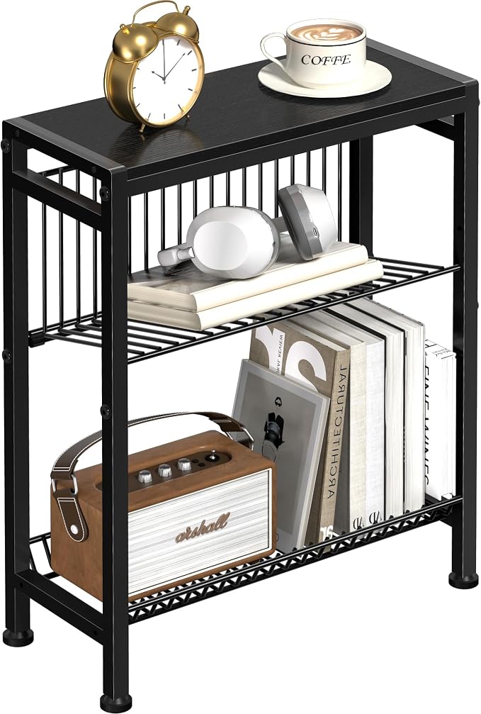 Narrow Side Table for Small Space, 3-Tier End Table by HOME