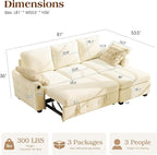 Ihanherry Modular Convertible Sectional Sofa Bed, Reversible Chaise & Storage - Image 2