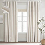 Topfinel 92 Inch Long Black Out Custom Drapery 2 Panels Neutral Blackout Cream by Topfinel