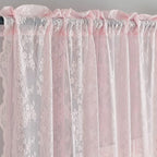 YJ YANJUN Vintage Lace Curtains Elegant Floral Pink Sheer French Door Curtains - Image 2