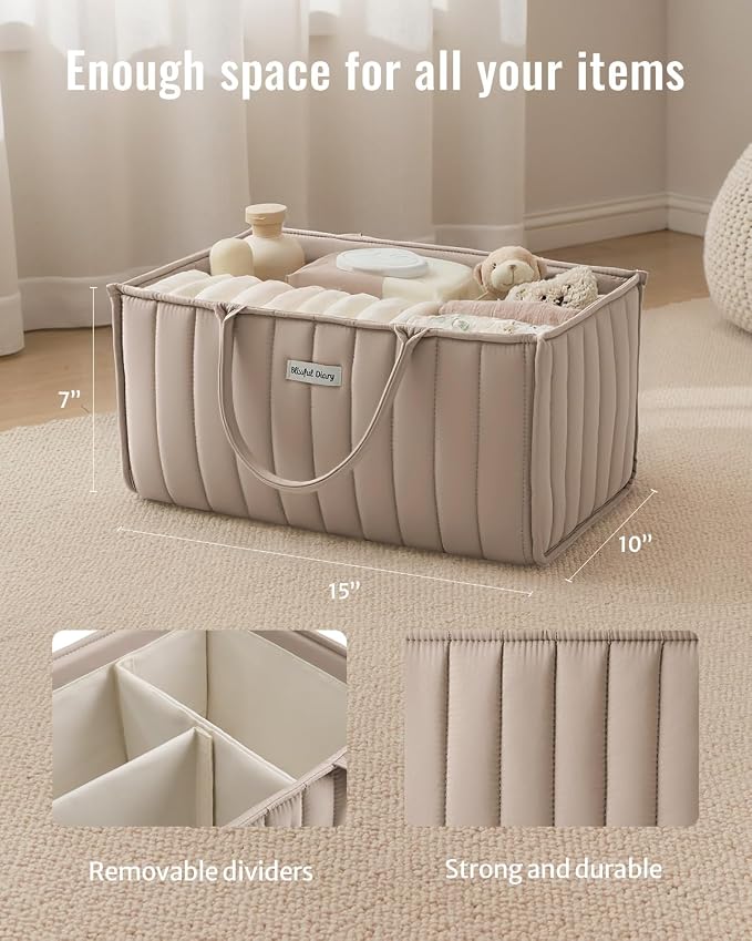 Blissful Diary Baby Diaper Caddy Organizer, Stylish Storage Basket - Image 3