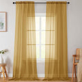 Extra Long Sheer Gold Curtains for Bedroom Living Room 120 Inches Long 2 Panels by WelvetBLK