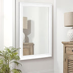 White Wood Mirror for Bathroom, Rectangle Rustic 24 x 36 inch Vanity Mirror for - Image 4