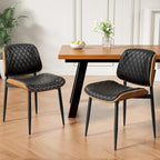 REONEY Dining Chairs Set of 8, Mid-Century Modern Upholstered PU Leather Chairs - Image 7