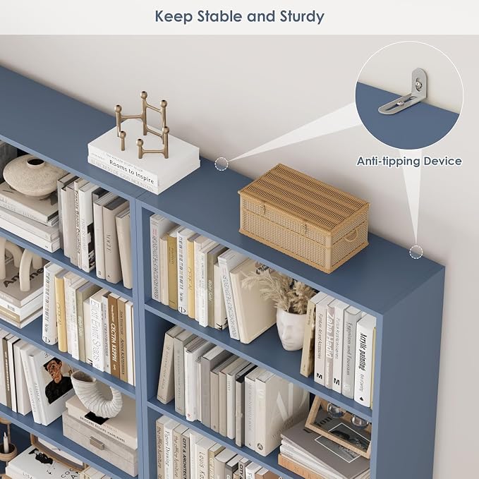 FOTOSOK 6-Tier Open Bookcase and Bookshelf Set of 2, Freestanding Display - Image 5