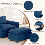 ROWHY Single Armchair with Ottoman, Modern Corduroy Cloud Couch with - Image 3