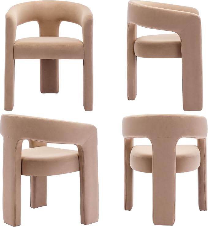 BESTANO Set of 6 Modern Velvet Fabric Upholstered Dining Chairs - Image 7