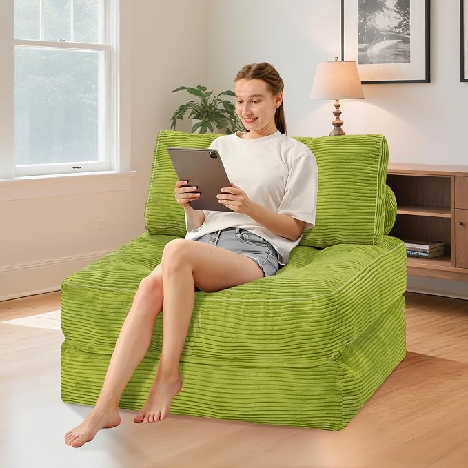 HABUTWAY Folding Sofa Bed, Convertible Sleeper Chair Bed w/Dual-Pillow & Handle - Image 3