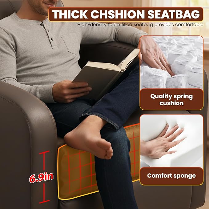 FDW Recliner Chair Reclining Sofa Leather Chair Home Theater Seating Lounge - Image 5