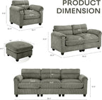 HAOMARKETS Corduroy Sofa Set, Upholstered Ottoman, Modern Loveseat and 3-Seater - Image 2