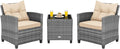 COSTWAY 3PCS Patio Furniture Set, PE Rattan Wicker Sofa w/Washable Cushion and by COSTWAY