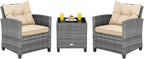 COSTWAY 3PCS Patio Furniture Set, PE Rattan Wicker Sofa w/Washable Cushion and by COSTWAY