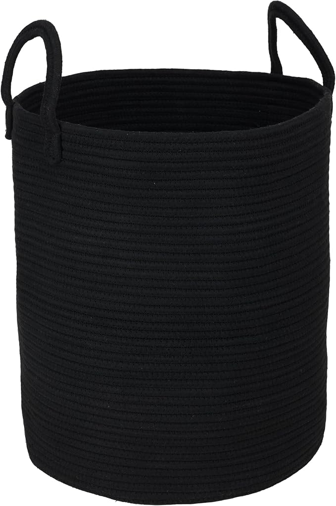 XUANGUO Black Cotton Rope Laundry Basket Hamper by XUANGUO