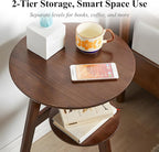 Side Table, 2-Tier Round End Tables Living Room, Mid Century Modern Side Table - Image 5