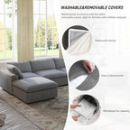 Cloud Couch Modular Sectional Sofa, 5 Seater Minimalist Deep Couches, Sofa - Image 4