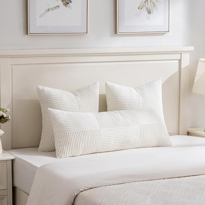 Fancy Homi Set of 2 Cream White Boho Long Lumbar Body Decorative Throw Pillow - Image 2