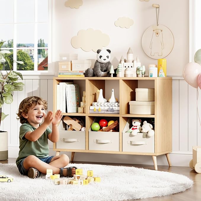 6 Cube Storage Organizer, Wood Bookcase - Image 4