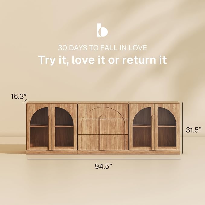BELLEZE 3-Piece Modular Sideboard Cabinet Freely Configurable, Modern Wood - Image 2