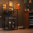 TUTOTAK Bar Cart, Home Bar Serving Cart, Microwave Cart, Drink Cart, Mobile - Image 8