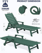 KINGYES HDPE Lounge Chair Outdoor, Patio Chaise Lounge Recliner - Image 2