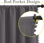 NICETOWN 2 Panels Blackout Curtains, Rod Pocket Pom Pom Curtains Panels - Image 3