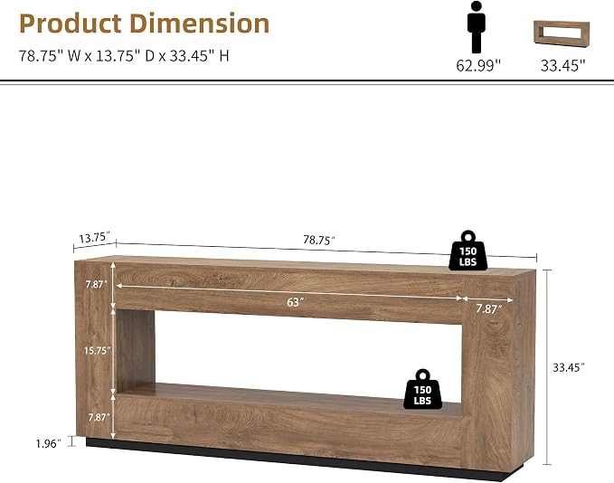 Epecoya 78 Inch Extra Long Console Table - Image 2