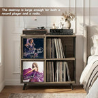 Faesun 3 Tier Flip Top Record Player Stand, Vinyl Record Storage Holds up to - Image 5