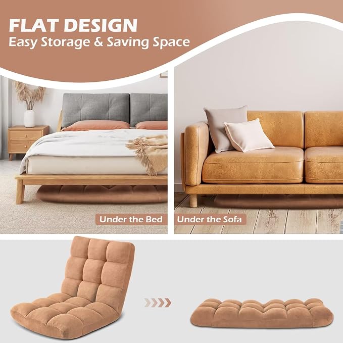 Folding Floor Gaming Chair 14-Poistion Cushioned Adjustable Floor Lazy Sofa - Image 7