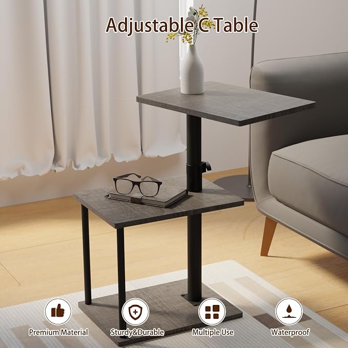 Faesun Swivel Side Table for Couch Arm, Height Adjustable C Table for Recliner - Image 4