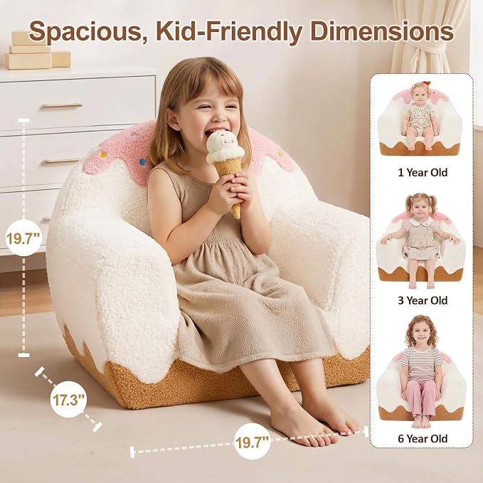 OUOZZZ Toddler Chair for Ages 1–6, Soft Sherpa Kids Sofa - Image 3