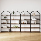 Nathan James Haven Etagere Bookshelf, 5-Shelf Bookcase in Nutmeg Wood and Black by NathanJames