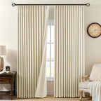 Pinch Pleated Linen Curtains 100% Blackout 84 Inches Long by AUSSPVOCT