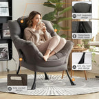 Lazy Chair for Living Room, Large Dark Grey Accent Chair - Image 2