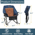 400lbs Rocking Camping Chair, Oversized Heavy Duty XL Folding Rocker - Image 2