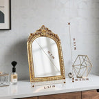 YUSONG Vintage Desk Mirror – 7" Gold Antique Tabletop Mirror - Image 2