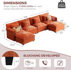 ELUCHANG 150" U Shaped Modular Sectional Cloud Couch - Image 2