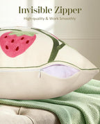 Embroidered Throw Pillow Cover 18x18 Inch, Branch Strawberry | Decorative - Image 3
