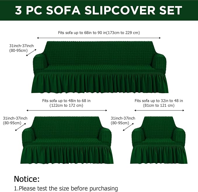 Fanfanwin 3 Pcs Sofa Slipcover Set - Image 2