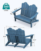 SERWALL 3 Pieces Patio Adirondack Bench Set, 2 Folding Adirondack Bench and 1 - Image 2