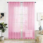 SpaceDresser Check Sheer Curtains 72 Inches 2 Panels Set, Rod Pocket Plaid by SpaceDresser