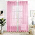 SpaceDresser Check Sheer Curtains 84 Inches 2 Panels Set, Rod Pocket Plaid by SpaceDresser