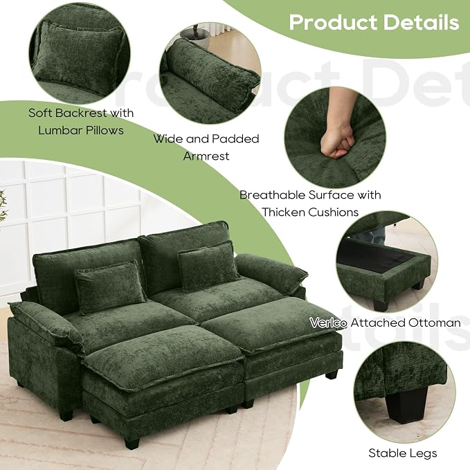 Oprisen 86" Modular Sectional Sofa, Comfy Cloud Couch Sectional Sofa - Image 6