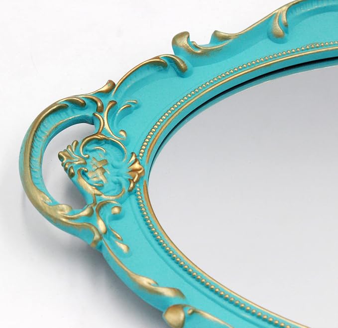 Eaoundm 14.5 x 10 inchs Oval Antique Decorative Wall Mirror Vintage Hanging - Image 4
