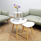 BAMEOS Bamboo Nesting Triangle End Table, Balcony in White - Image 9