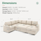 HONBAY Sectional Couch with Pull Out Bed, Sectional Sleeper Sofa with Storage - Image 2